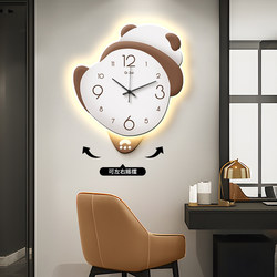2025 New Seven Panda Clock No-Drill Living Room Creative Clock Wall Lamp Silent Dining Room Background Wall Hanging Clock