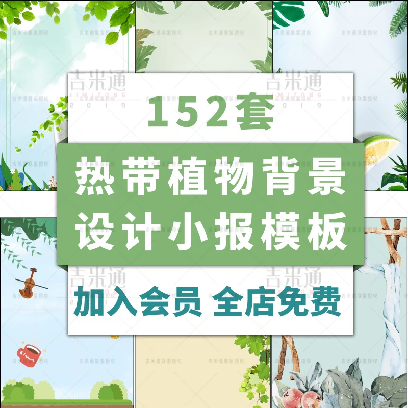 热带植物花边word文档底纹图片边框底纹底图信纸海报素材