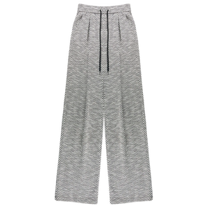 Wide -legged pants Spring and Autumn 2024 New Vertical Loose Loose BF Lazy Black and White Candid Striped Straight Straight Straight Steel Summer
