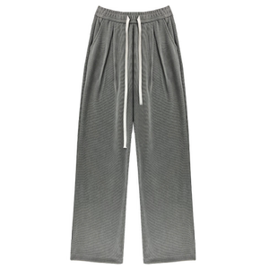 
Gray wide-leg pants for women in spring, autumn and winter plus velvet high waist loose draping casual sports straight corduroy pants