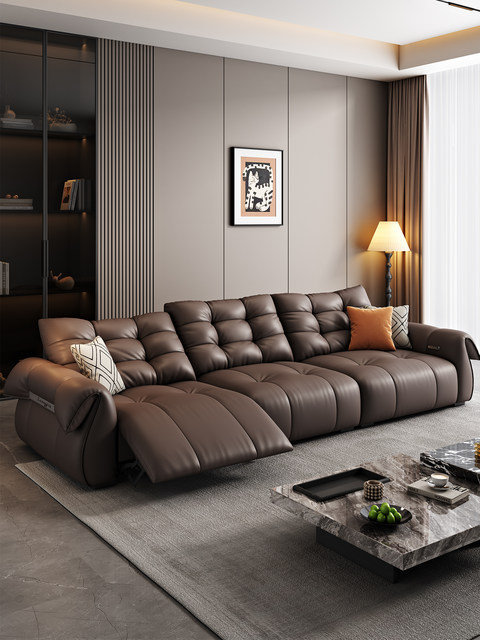 Genuine Leather Electric Sofa Multifunctional Top-Grain Leather ...