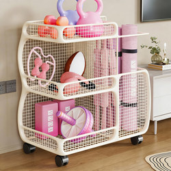 Fitness Equipment Storage Basket, Home Yoga Mat Rack, Large Capacity Multi-Layer Dumbbell and Badminton Racket Organizer