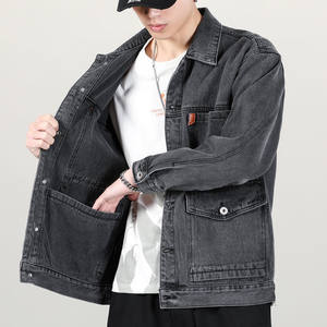 
Denim jacket for work for men in autumn and winter thickened wear-resistant multi-pocket work loose large size men's jacket