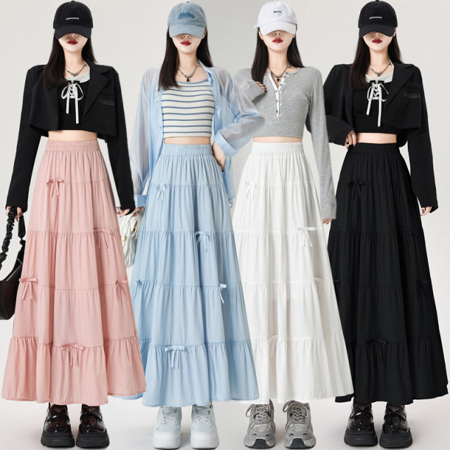 Women's 2025 new summer sweet age-reducing medium-length high waist drooping A-line large umbrella skirt