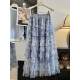Puffy cake skirt for women 2025 new summer high waist retro tie-dye fairy-like mesh long skirt