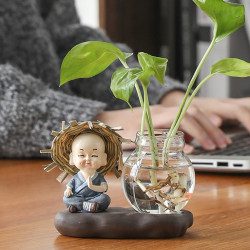 Green Radish Hydroponic Flower Pot Vessel Vase Transparent Glass Flower Arrangement Vessel Living Room Desk Decoration Home Furnishings