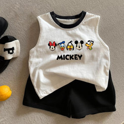 2026 Summer Cute Boys and Girls Fashionable Thin Cotton Sleeveless Vest Children's Two-Piece Vest and Shorts Set