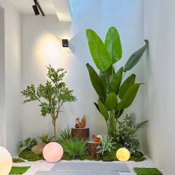 Simulated Green Plants Indoor Landscape, Bionic Fake Tropical Plants, Simple Landscaping Combination under the Stairs, Entrance Hall, Window Decoration