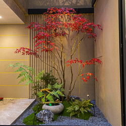 Artificial Maple Tree, Fake Red Maple Tree, Large Artificial Tree for Shopping Malls and Hotels, Indoor and Outdoor Floor-Standing Simple Decorative Green Plant Landscaping