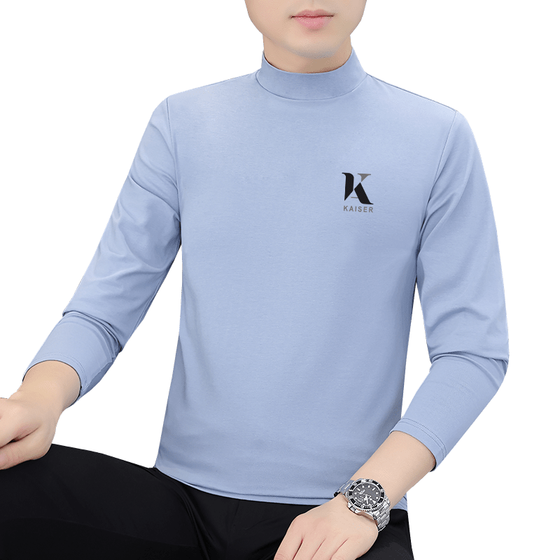 
Pure cotton long-sleeved T-shirt men's bottoming shirt trendy autumn new mid-collar t-shirt tops men's inner wear autumn clothes
