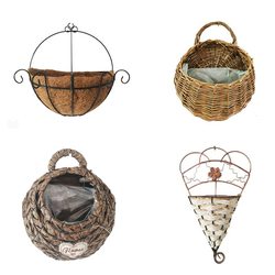 New Style Flower Arrangement Basket, Iron-Woven Wall Hanging Basket, Wall Decoration, Rattan Hanging Basket, Bamboo and Willow Woven Wall Hanging, Artificial Flowers