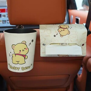 Car Tissue Box Trash Can 2-in-1 Creative Cute Car Armrest Box Tissue Box Car Interior Decoration Supplies