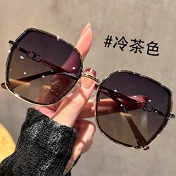 2026 New Large-Frame Polarized Sunglasses for Women, Suitable for Square and Round Faces, with Glitter Design, Sun Protection and Uv Protection