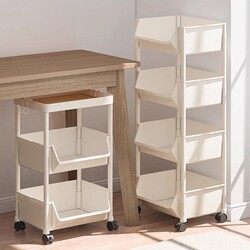 Bookshelf Floor-Standing Storage Rack, Movable Trolley, Desktop Book Storage Cabinet, Student Under-Desk Backpack Storage Organizer