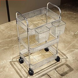 Acrylic Snack Cart Storage Rack, Floor-Standing Mobile Bathroom Organizer, Multi-Layer Cosmetics and Book Storage Box