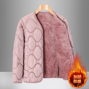 
Autumn and winter new middle-aged and elderly women's clothing, gourd plus velvet cotton lining, collarless, men's and women's short couple jackets
