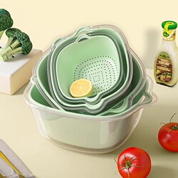 Double-Layer Vegetable Washing Basin with Draining Basket, Fruit Bowl, Kitchen Household Fruit Washing Tray, Plastic Vegetable Washing Basket, Vegetable Storage Basket