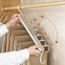 Folding Pants Rack Multifunctional Pants Hanger Home Use Multi-Layer Pants Hanger Non-Marking Wardrobe Storage Solution Space-Saving Clothing Organizer