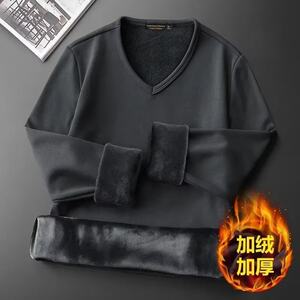 
Long-sleeved warm velvet thickened men's T-shirt round neck v-neck underwear bottoming shirt top autumn clothes 30-year-old men