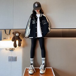 Girls' Spring and Autumn Jacket 2026 New Stylish Quilted Thickened Baseball Jacket for Children and Older Girls