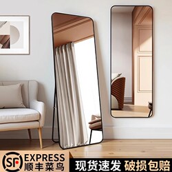 Full-Length Mirror, Floor Mirror for Home Use, Dressing Mirror for Dormitory, 3D Fitting Mirror, Glass Mirror for Clothing Store, Realistic, No Drilling Required
