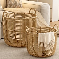 Durable Rattan-Like Laundry Basket Waterproof Dirty Clothes Storage Basket Bedroom Laundry Basket Household Laundry Basket