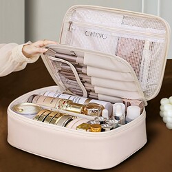 High-End Cosmetic Bag for Women, Large Capacity, New Style Cosmetics Storage Bag, Portable Travel Toiletry Bag, Hand-Held with Extra-Large Compartments