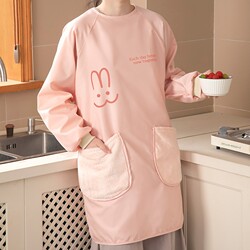 Long-Sleeved Waterproof Apron for Kitchen Use, Oil-Proof Waist Apron, Catering Work Clothes for Men and Women, Special for Cooking, with the Ability to Wipe Hands