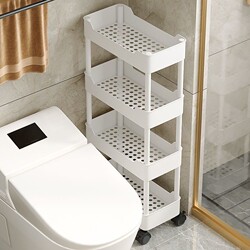 Bathroom Storage Rack, Multi-Layer Floor-Standing Organizer for Narrow Gaps in the Bathroom, Toilet, and Washroom