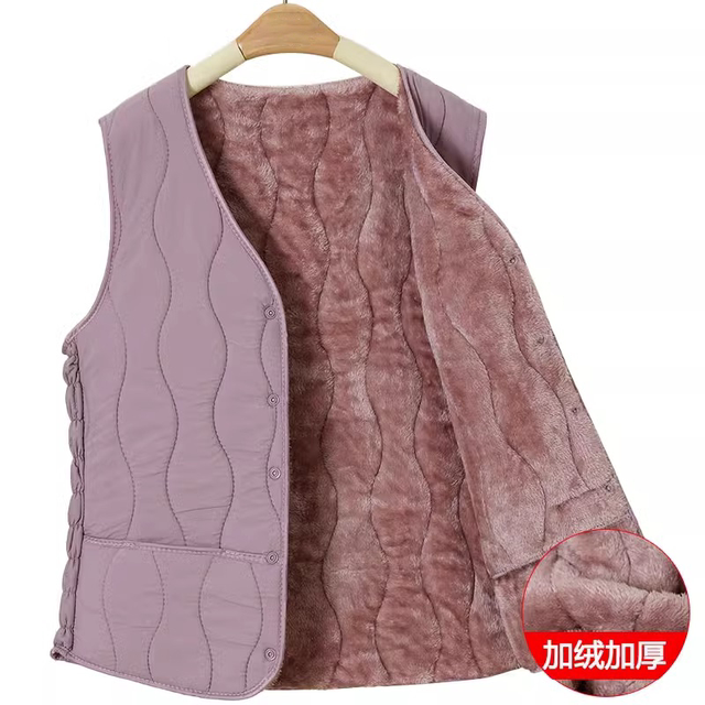 Middle-aged and elderly vest women autumn and winter grandma suit plus velvet cotton vest mother plus velvet spring and autumn vest warm jacket
