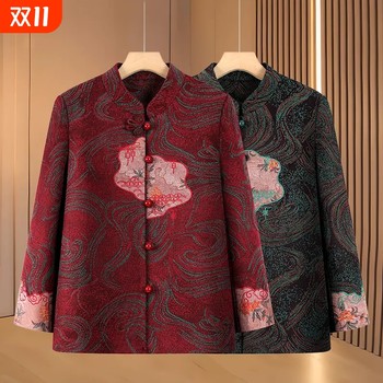
Mom's new Tang suit tops for spring and autumn, middle-aged and elderly coat