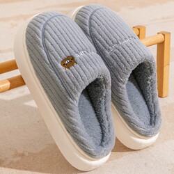 Cotton Slippers for Men, Autumn and Winter 2025 New Style, Home Indoor Thick-Soled Non-Slip Anti-Odor Fleece-Lined Cotton Slippers for Women