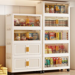 Storage Cabinet, Plastic Multi-Layer Storage Cabinet, Household Baby and Children's Folding Wardrobe, Snack Cabinet, Living Room