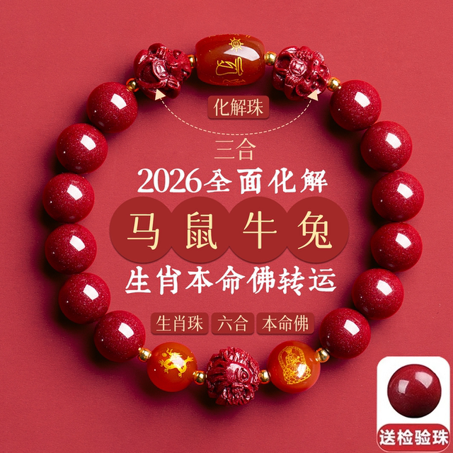 Cinnabar bracelet bracelet three-in-one six-in-one zodiac signs for men and women wear official flagship store body protection