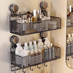 Bathroom Storage Rack, No-Drill Wall-Mounted Washbasin Organizer, Large Capacity Simple Storage Rack for Bathroom