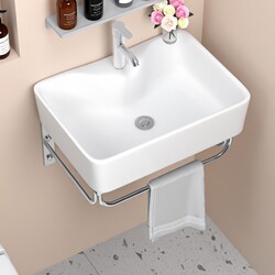 Ceramic Wall-Mounted Washbasin Cabinet Combination for Small Apartments, Integrated Bathroom Cabinet, Household Washbasin