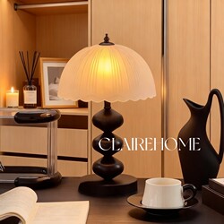 Vintage American-Style Table Lamp for Bedroom Bedside, Cozy Gourd-Shaped French Decorative Night Light for Living Room Glass Room