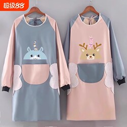 Long-Sleeved Waterproof Apron for Kitchen and Home Use 2025 New Style High-End Young Style Cooking Coverall Anti-Dirt and Oil-Proof with Hand-Wiping Feature