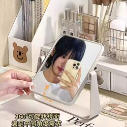Simple Rotating Makeup Mirror for Home Use, Desktop Vanity Mirror for Girls, Good Item for Student Dormitory, Tabletop Round Mirror, Square Mirror