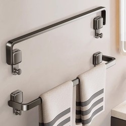 Suction Cup Towel Rack Bathroom No-Drill Towel and Slipper Storage Rack Wall-Mounted Single/Double Rod