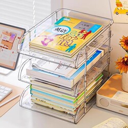 Desktop Storage Rack, Book Organizer, File Desk, Office Multi-Layer Acrylic Space-Saving Tool for Books