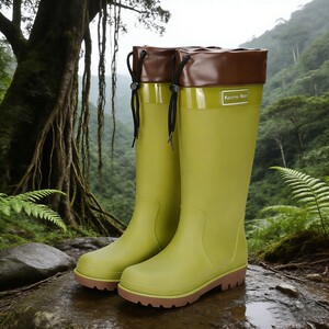 
High-top rain boots rain boots water shoes rainforest hiking women's velvet adult outer wear waterproof outdoor water boots non-slip and wear-resistant