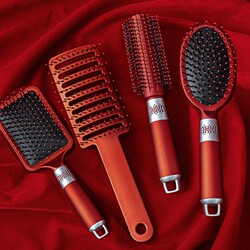 Bright Red Women's Air Cushion Comb Set for Volumizing Hair, Anti-Static Curling Comb, Airbag Comb, Scalp Massage Comb