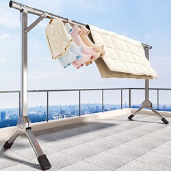 Floor-Standing Clothes Drying Rack for Indoor Home Use, Foldable for Balcony and Bedroom, Stainless Steel, Outdoor Retractable, for Drying Quilts, Magic Hanger for Clothes