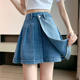 2025 new extra-large size fashionable denim short skirt for women in summer loose A-line skirt high-waisted pleated skirt pants
