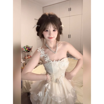 French Heavy Industry Lace Mesh Dress Women 2