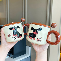 Dachshund Puppy Mug with Lid, Ceramic Cup for Women, New 2025 Model, Home Office Men's Coffee Cup, High-End Feel