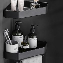German Thickened Bathroom Shelf, Toilet Shower Room Space Aluminum Wall-Mounted Triangular Basket, No Drilling Required