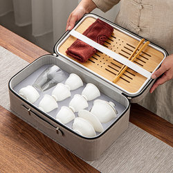 Dehua White Porcelain Kung Fu Tea Set for Home Use, Simple Ceramic Gaiwan Tea Cup Teapot, Travel Portable Storage