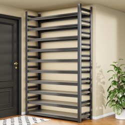 Steel Shoe Rack for Home Entrance, Multi-Layer Floor-Standing Storage Rack, Large Capacity Iron Art Storage Rack, Simple Shoe Cabinet for Entryway